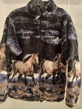 Vintage Wild Horses 🐴 Fleece Zip Up Jacket